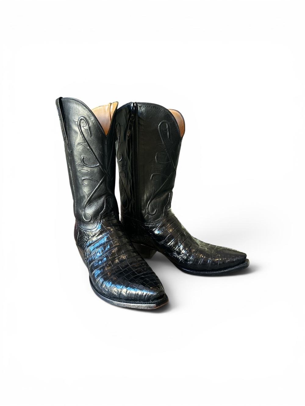 Lucchese Classics Custom Caiman Zip Cowboy Boots Men’s 11D Black w Box Bags - Picture 3 of 15